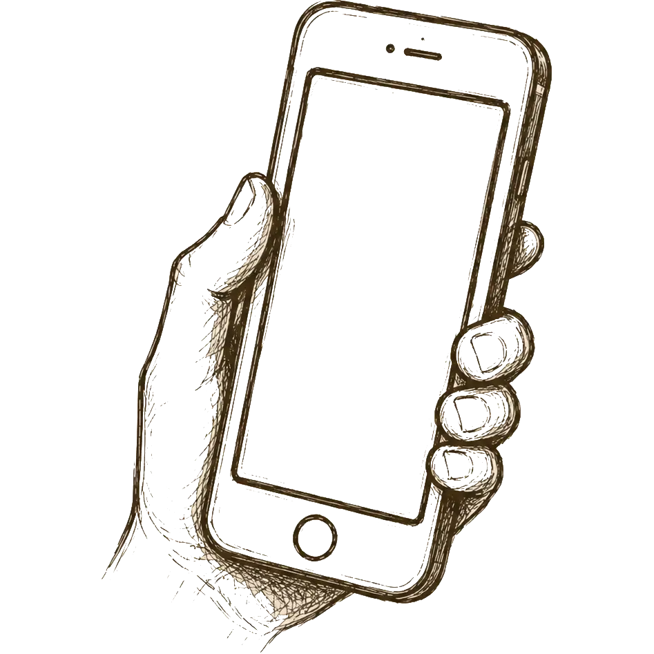 A Brownish Beige Phone Icon Signifying the "Initial Outreach" Step of the Antique Bottlebabe Antique Bottle Buying Process.